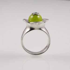 Blütenring "Apfelgrün", 935 Silber, Jad
