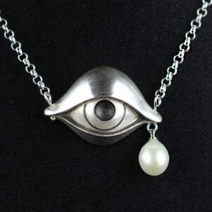 Kette " Auge", 935 Silber, teilgeschwärzt, Zuchtperle