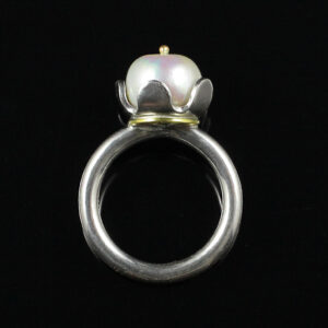 Ring "Mistelbeere", 935 Silber, 750 Gelbgold, Zuchtperle