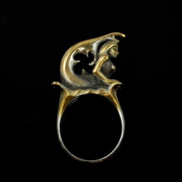 Nixenring, 935 Silber, teilvergoldet und -geschwärzt