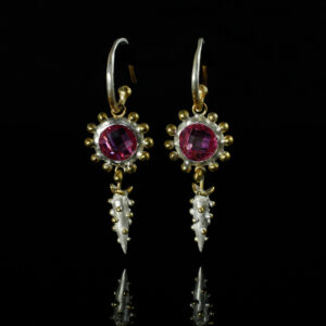 Möhrbeerohrringe, Zirkonia, 935 Silber, teilvergoldet