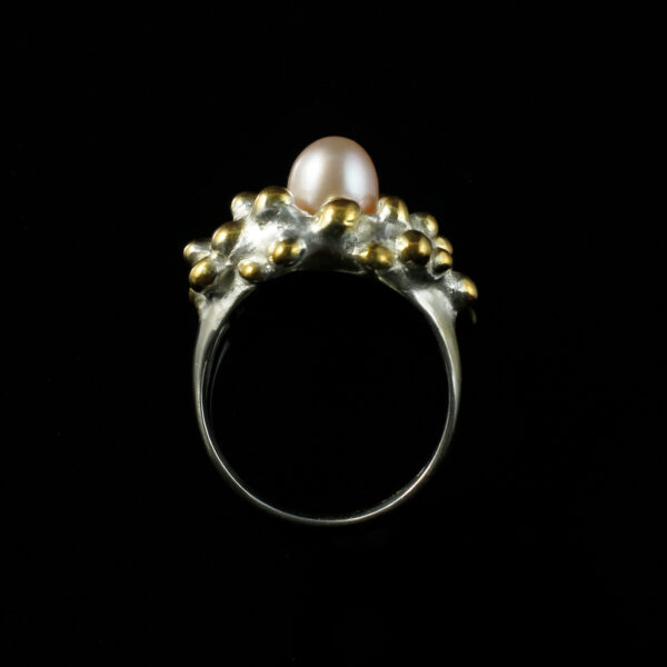 Inselring, 935 Silber teilvergoldet mit Perle