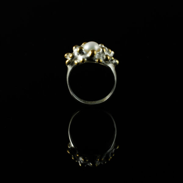 Inselring, 935 Silber teilvergoldet mit Perle