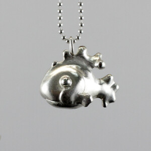 Dicker Fisch, 935 Silber an Kugelkette