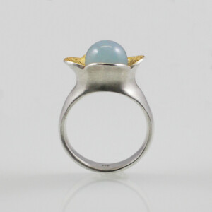 Blütenring "Aqua", 935 Silber, teilvergoldet