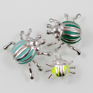 Gestreifte Käfer, 935 Silber, koloriert, 350 € - 420 € Gestreifte Käfer, 935 Silber, koloriert