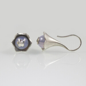 Kelchohrringe "Chalcedon", 935 Silber, Chalcedon