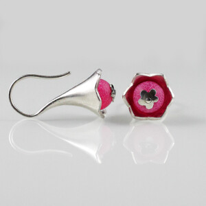 Kelchohrringe "Pink", 935 Silber, Achat