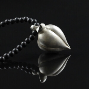 Ballonanhänger mit schwarzer Perle, 925 Silber, Zuchtperle, Onyx