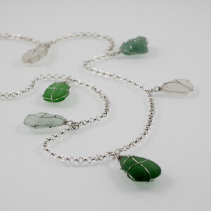 Collier "Meeresglas", Glas, 935 Silber