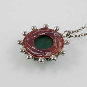 "Fischeramulett", 935 Silber, Kupfer, Aventurin