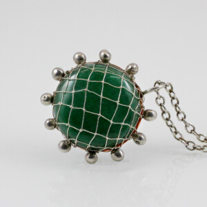 "Fischeramulett", 935 Silber, Kupfer, Aventurin