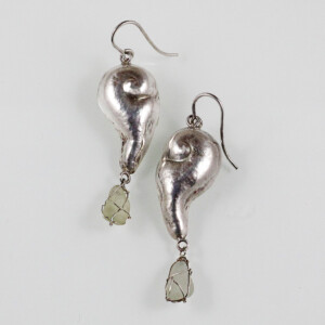 Ohrringe, 935 Silber ziseliert, Meeresglas