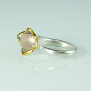Kelchring, 935 Silber, teilvergoldet, Rosa Amethyst