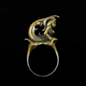 Nixenring, 935 Silber, teilvergoldet und -geschwärzt