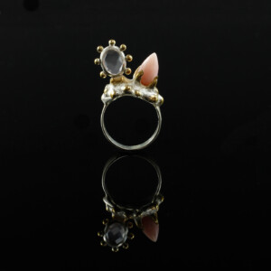 Ring "Oculus", 935 Silber teilvergoldet, Pinkopal, Rosa Quarz, 720 € Ring "Oculus", 935 Silber teilvergoldet, Pinkopal, Rosa Quarz