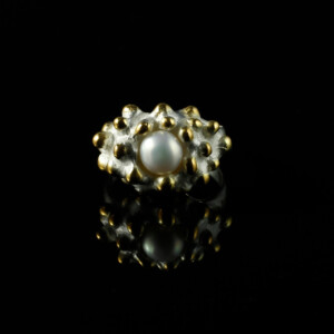Inselring, 935 Silber teilvergoldet mit Perle