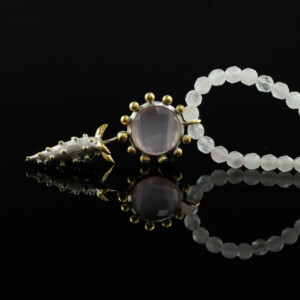 Große Möhrbeerkette, 935 Silber teilvergoldet, Rosa Quarz, 795 € Große Möhrbeerkette, 935 Silber teilvergoldet, Rosa Quarz